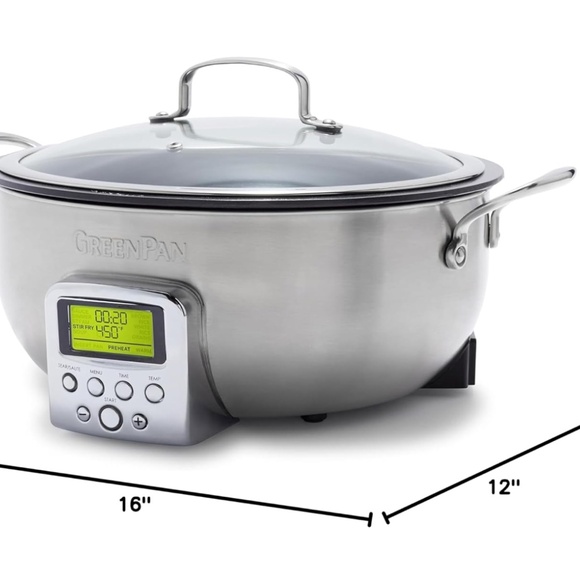 GreenPan Elite 6QT Electric Skillet, Sear Saute Stir-Fry Cook Rice, Healthy Cera - Picture 5 of 9